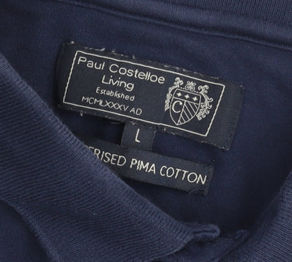 Paul Costelloe Living Men's Blue Pima Cotton Polo Shirt L