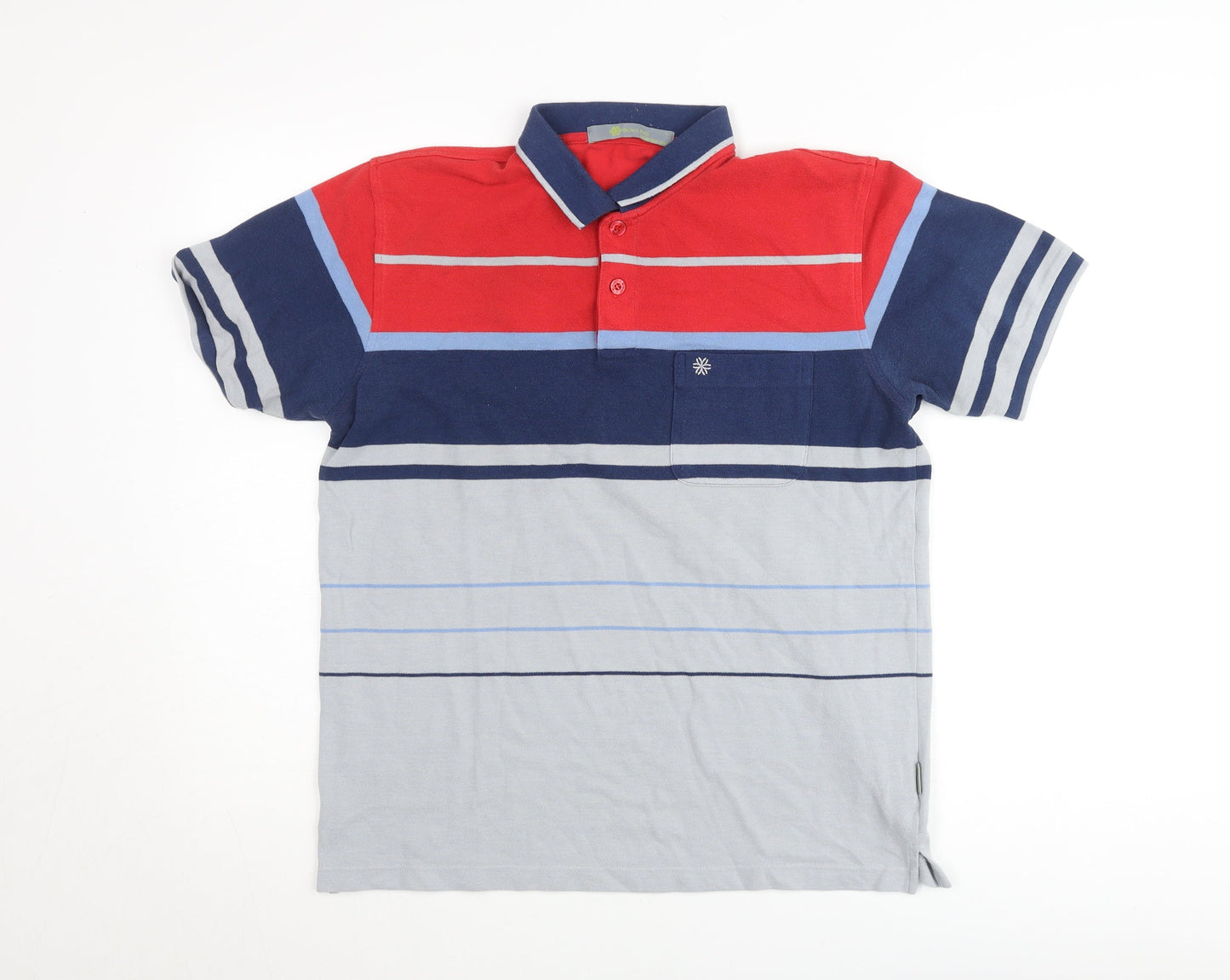Bowling Men's Multicoloured Striped Cotton Polo Shirt Size L