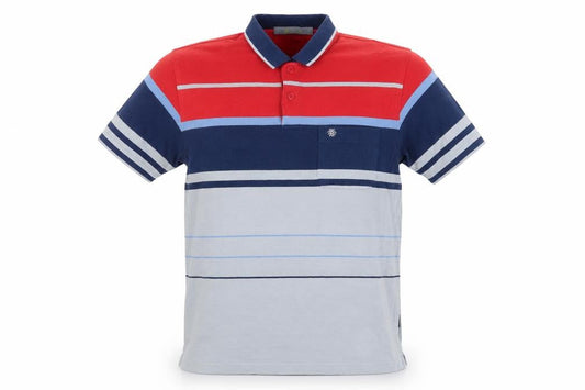 Bowling Men's Multicoloured Striped Cotton Polo Shirt Size L
