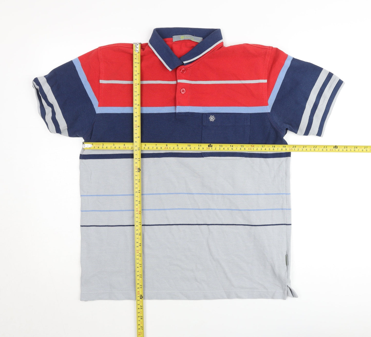 Bowling Men's Multicoloured Striped Cotton Polo Shirt Size L