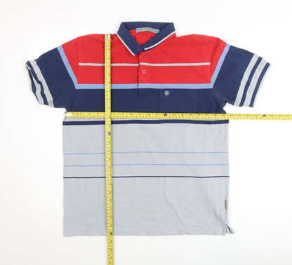 Bowling Men's Multicoloured Striped Cotton Polo Shirt Size L