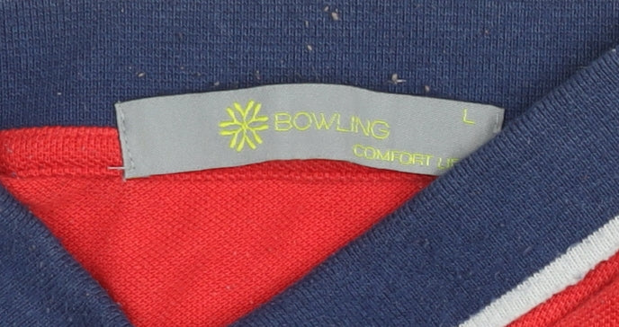 Bowling Men's Multicoloured Striped Cotton Polo Shirt Size L