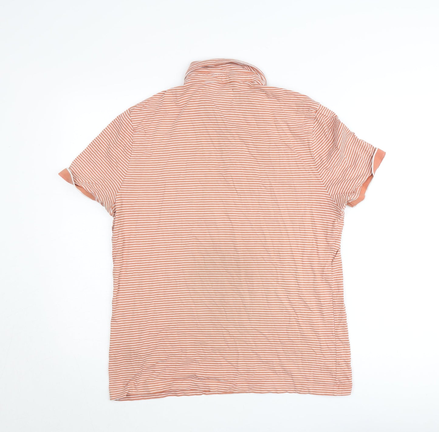 Marks and Spencer Womens Orange Striped Cotton Polo Shirt M