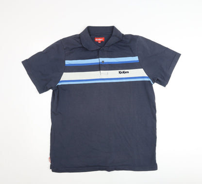 Kickers Men's Navy Blue XL Polo Shirt Classic Striped Cotton