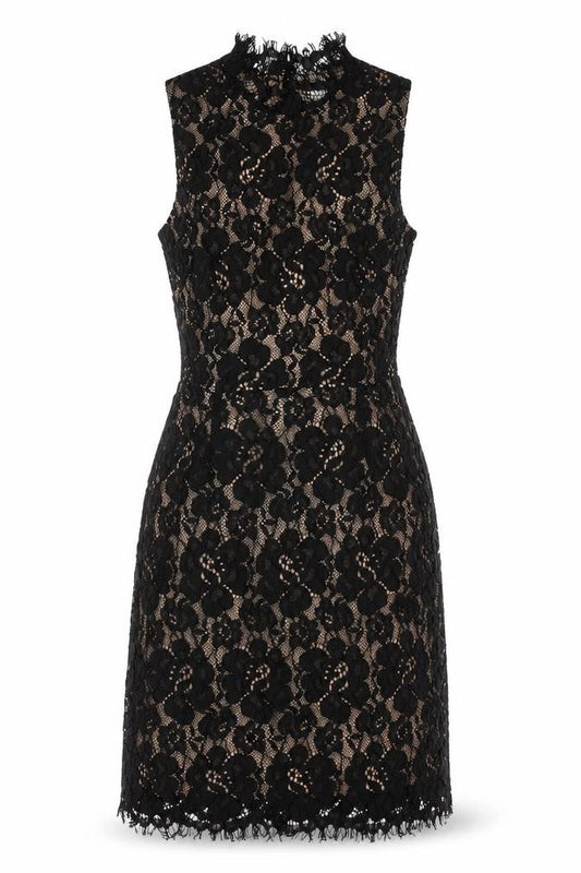 Oh My Love London Women's Black Lace Sheath Sleeveless Knee Length Dress Size S