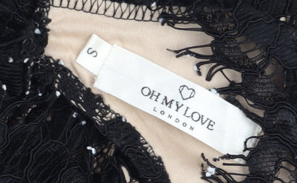 Oh My Love London Women's Black Lace Sheath Sleeveless Knee Length Dress Size S