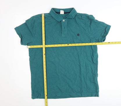 Springfield Men's Green Cotton Polo Shirt L Casual Short Sleeve