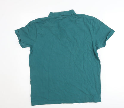 Springfield Men's Green Cotton Polo Shirt L Casual Short Sleeve