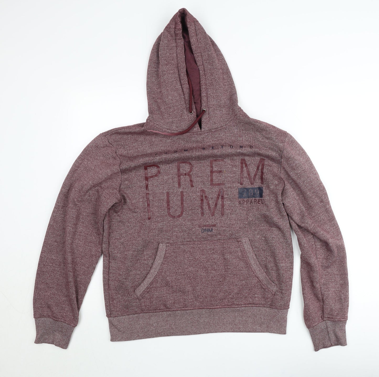 S&J Premium Apparel Men Red Pullover Hoodie Medium Knit Logo Graphic