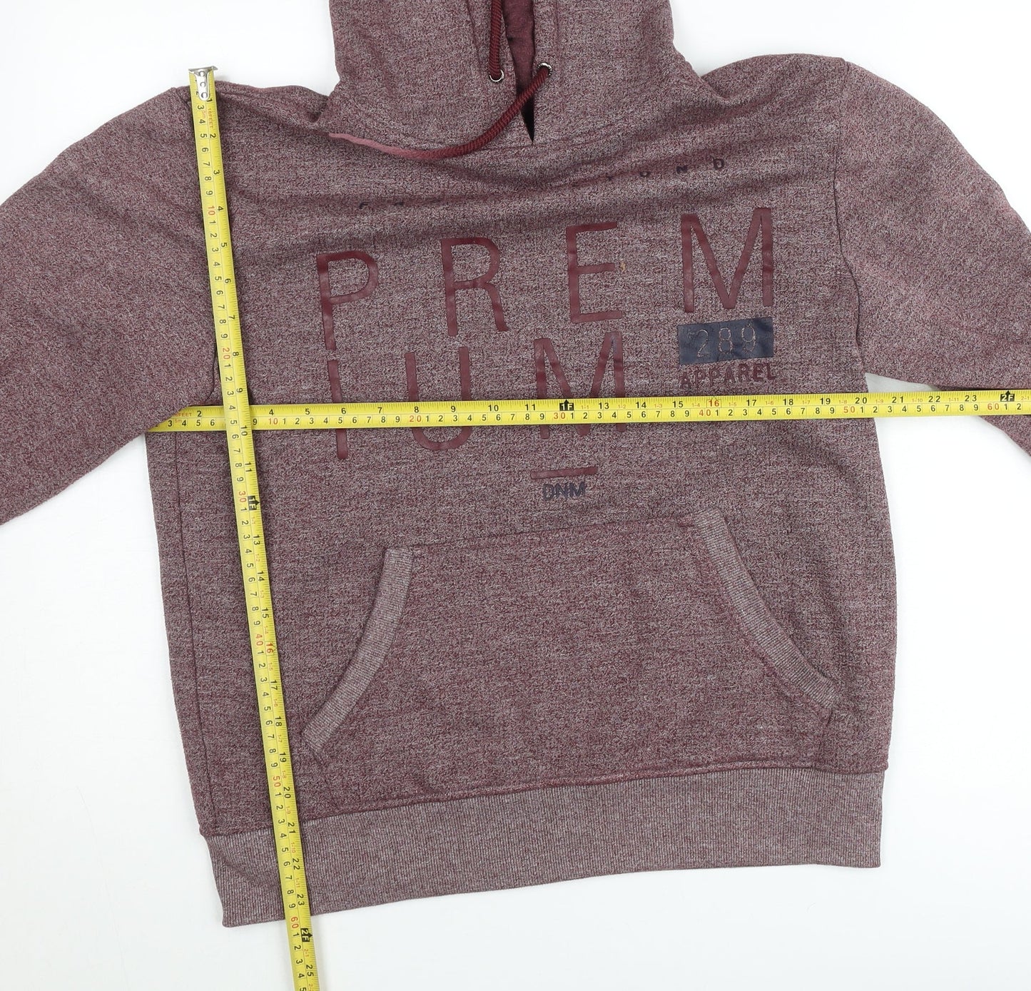 S&J Premium Apparel Men Red Pullover Hoodie Medium Knit Logo Graphic