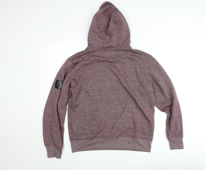 S&J Premium Apparel Men Red Pullover Hoodie Medium Knit Logo Graphic