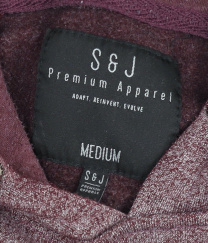 S&J Premium Apparel Men Red Pullover Hoodie Medium Knit Logo Graphic