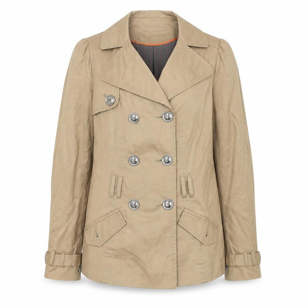 River Island Women's Beige Trench Jacket Size 12 Classic Cotton Blend
