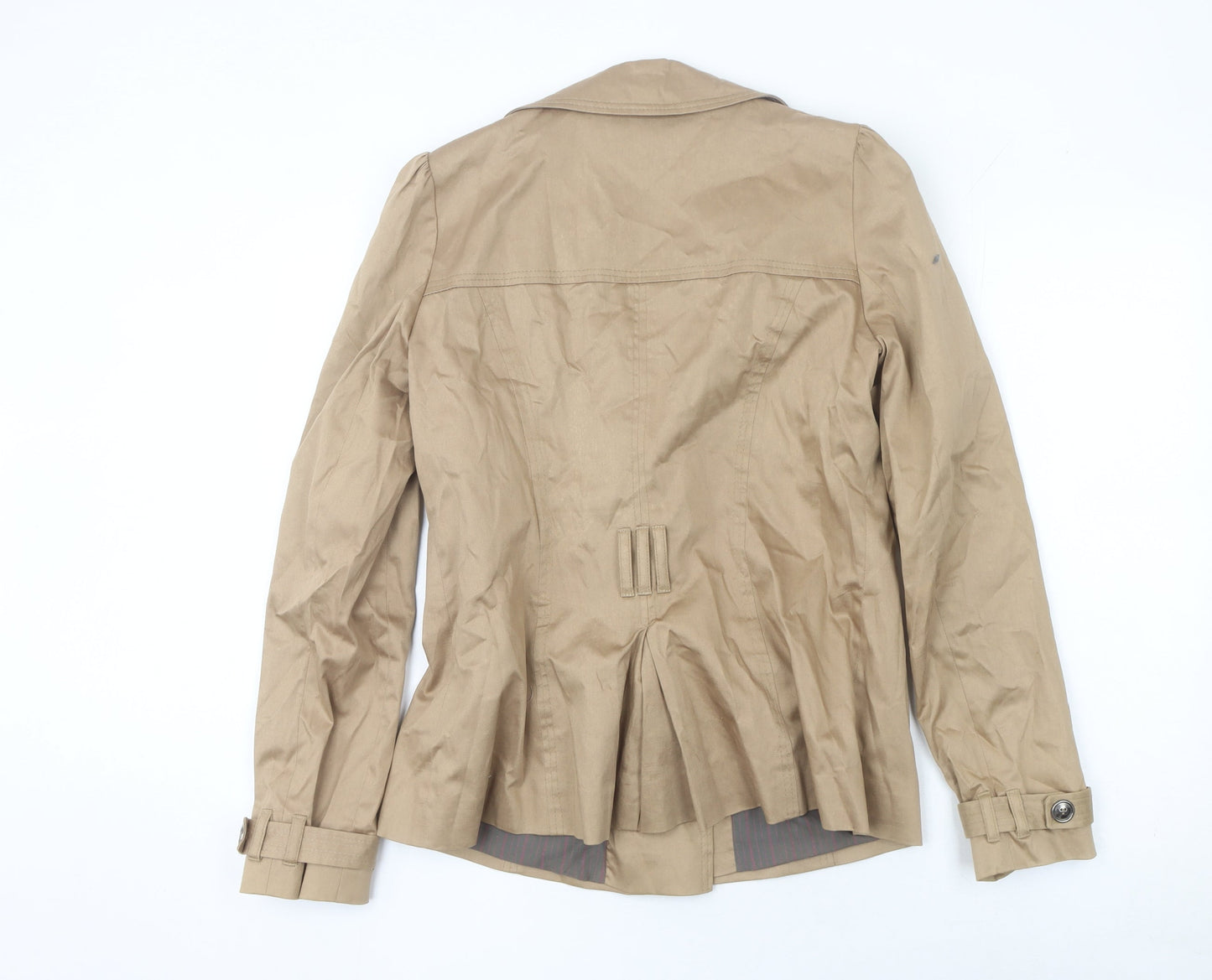 River Island Women's Beige Trench Jacket Size 12 Classic Cotton Blend