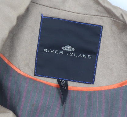 River Island Women's Beige Trench Jacket Size 12 Classic Cotton Blend