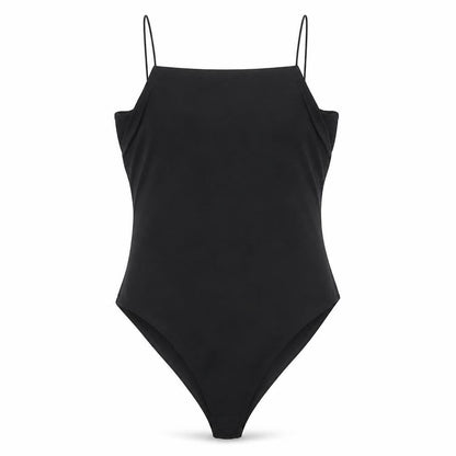 AX Paris Women Black Size 14 Bodysuit Spaghetti Strap Stretch One-Piece
