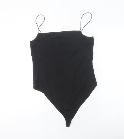 AX Paris Women Black Size 14 Bodysuit Spaghetti Strap Stretch One-Piece