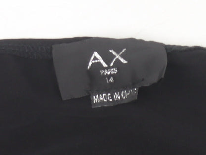 AX Paris Women Black Size 14 Bodysuit Spaghetti Strap Stretch One-Piece