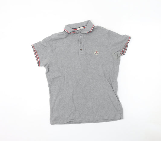 Moncler Men's Grey Short Sleeve Polo Shirt Size M Slim Fit