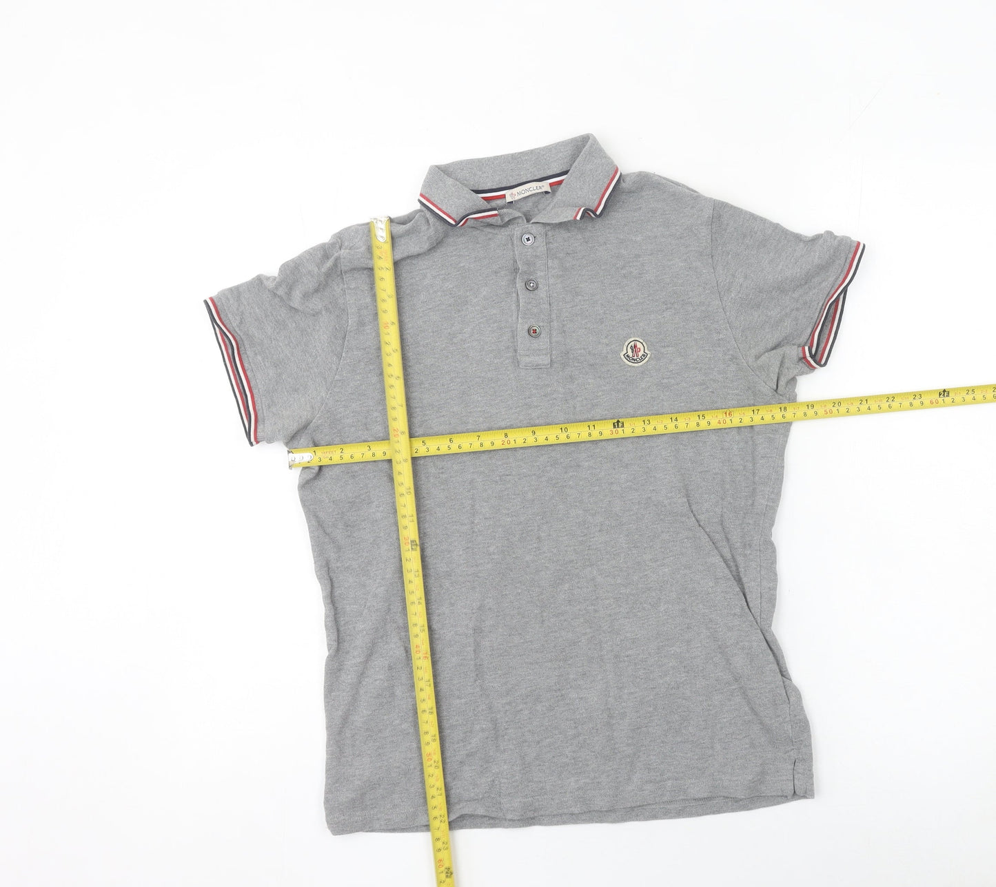 Moncler Men's Grey Short Sleeve Polo Shirt Size M Slim Fit
