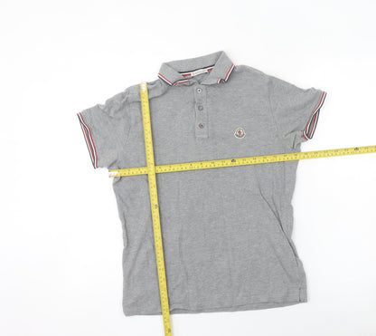 Moncler Men's Grey Short Sleeve Polo Shirt Size M Slim Fit