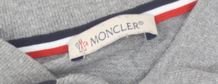 Moncler Men's Grey Short Sleeve Polo Shirt Size M Slim Fit