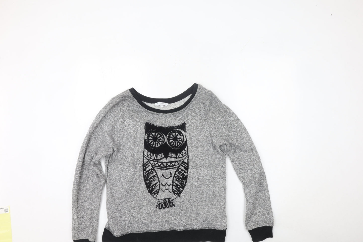 New Look Womens Grey Owl Crew Neck Long Sleeve Pullover Jumper Size 12