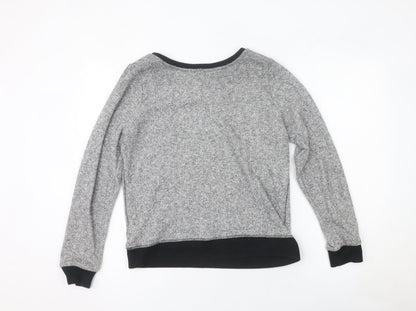New Look Womens Grey Owl Crew Neck Long Sleeve Pullover Jumper Size 12