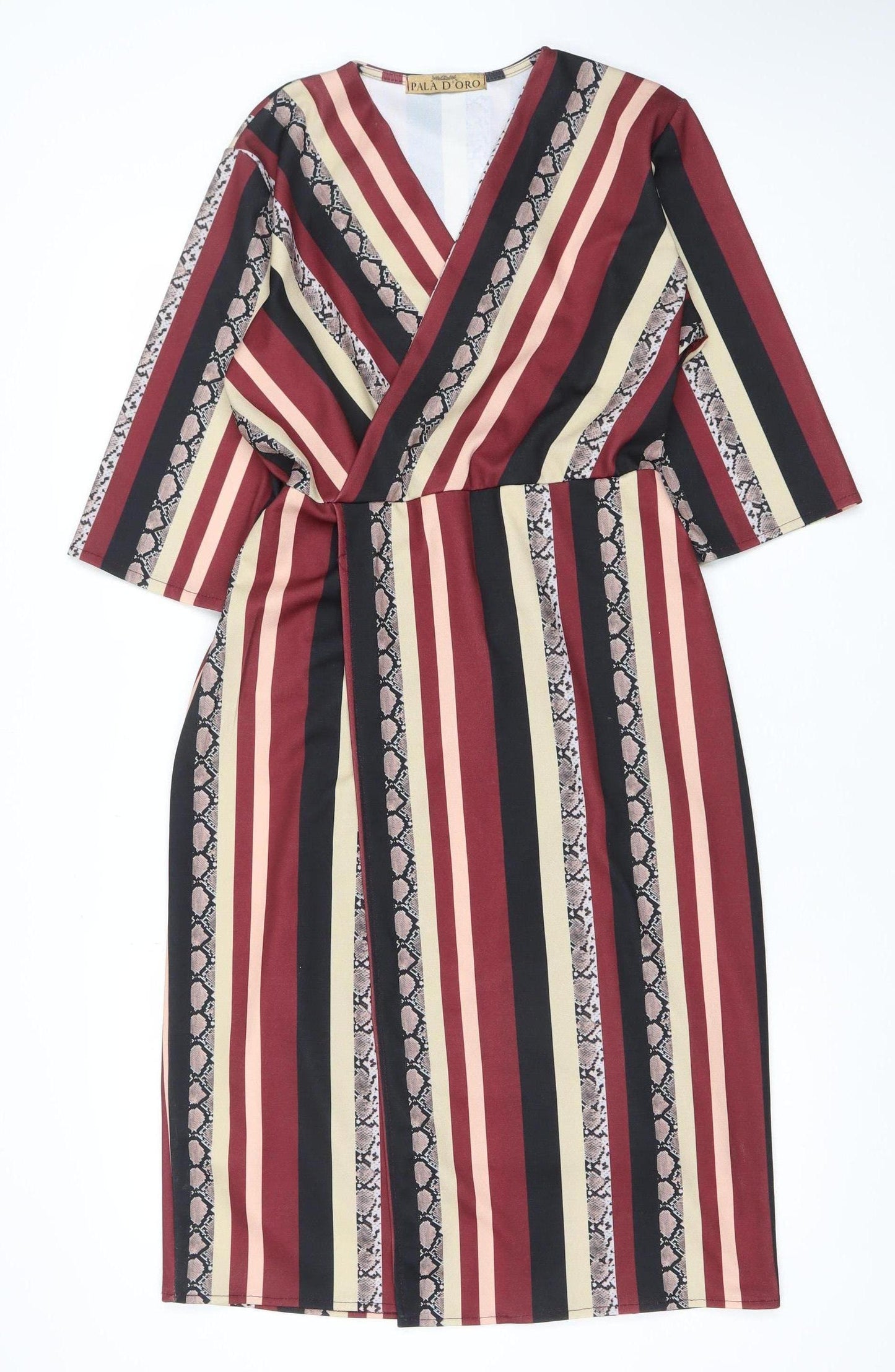 Pala D’Oro Women’s Multicoloured V-Neck Wrap Dress Size S