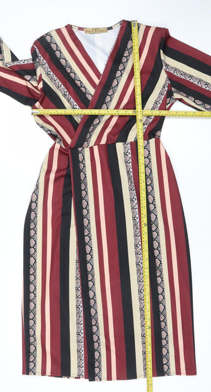 Pala D’Oro Women’s Multicoloured V-Neck Wrap Dress Size S