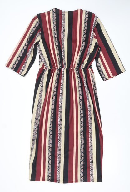 Pala D’Oro Women’s Multicoloured V-Neck Wrap Dress Size S
