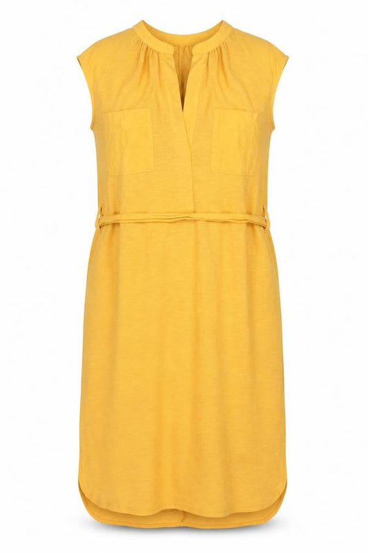 Next Women Yellow Jersey Shirt Dress Size 6 Short Sleeve Tie Waist