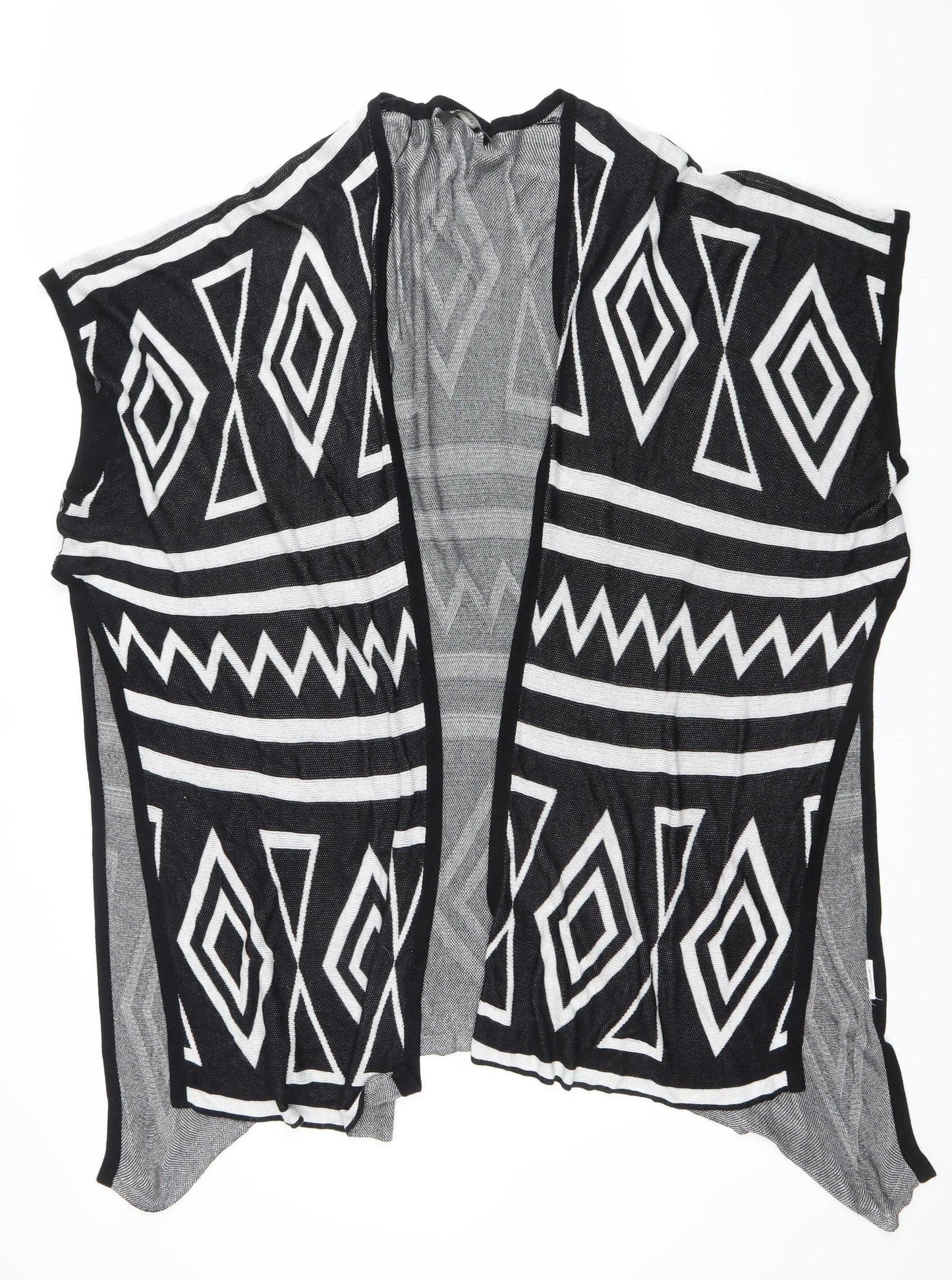 Bunoh.Q Womens Black Aztec Open-Knit Open Front Cape One Size