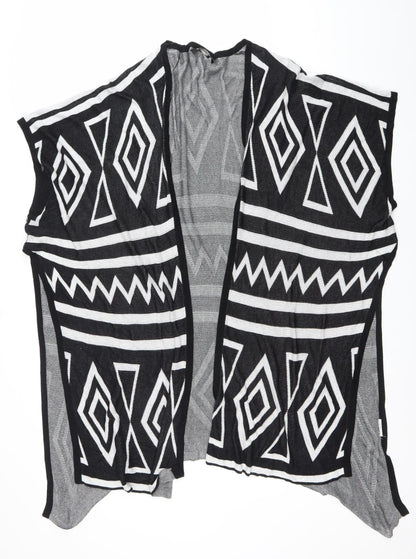 Bunoh.Q Womens Black Aztec Open-Knit Open Front Cape One Size