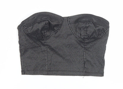Urban Outfitters Womens Black Striped Cropped Strapless Top S