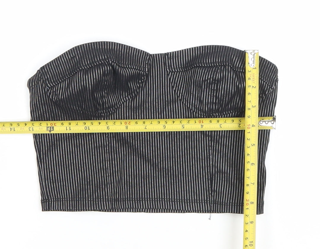 Urban Outfitters Womens Black Striped Cropped Strapless Top S