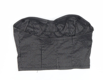 Urban Outfitters Womens Black Striped Cropped Strapless Top S