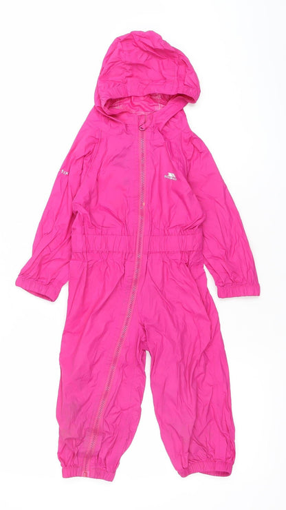 Trespass Girls Pink Waterproof Hooded Snowsuit 2 Years Winter Outdoor