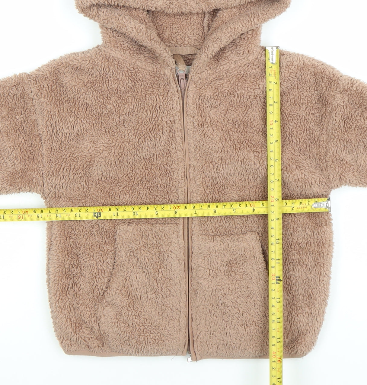 Next Girls Brown Fleece Hooded Full Zip Jacket 3 Years Winter Coat