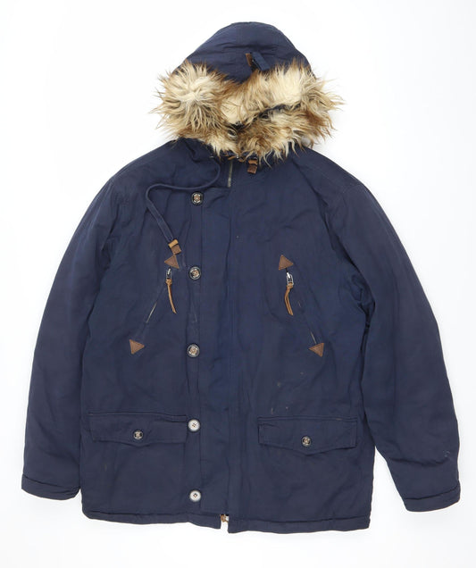 Womens UK Size L Farah Blue Parka Coat