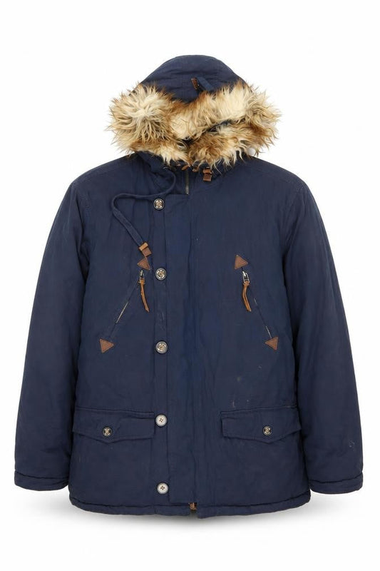 Womens UK Size L Farah Blue Parka Coat