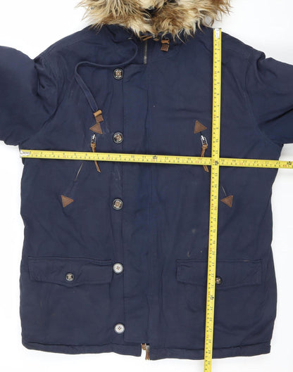 Womens UK Size L Farah Blue Parka Coat