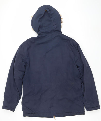 Womens UK Size L Farah Blue Parka Coat