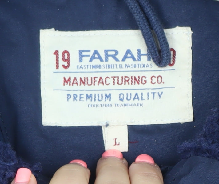 Womens UK Size L Farah Blue Parka Coat