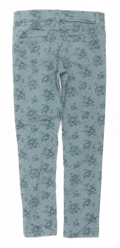Denim Co. Girls Green Floral Skinny Jeans 8-9 Years Stretch Cotton