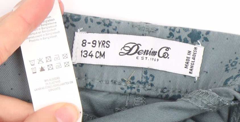 Denim Co. Girls Green Floral Skinny Jeans 8-9 Years Stretch Cotton