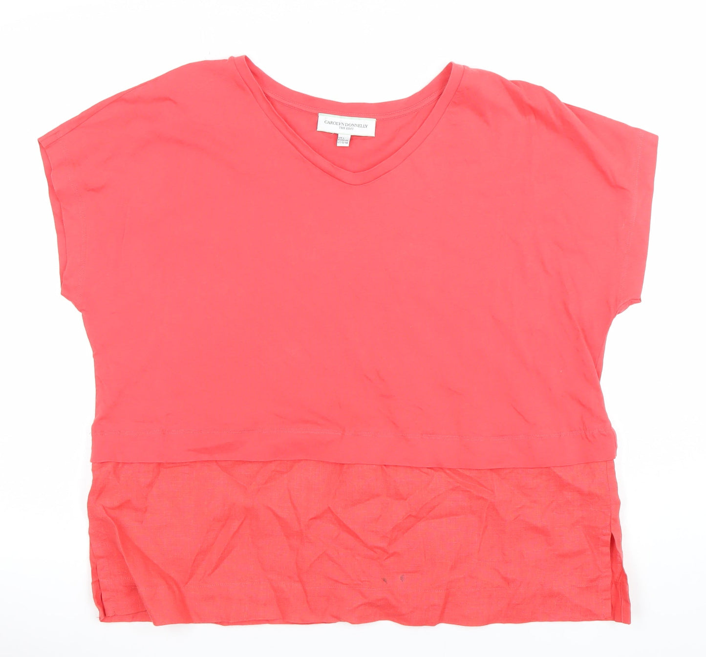 Carolyn Donnelly The Edit Women Pink Linen Blend V-Neck Tunic Blouse Size 14
