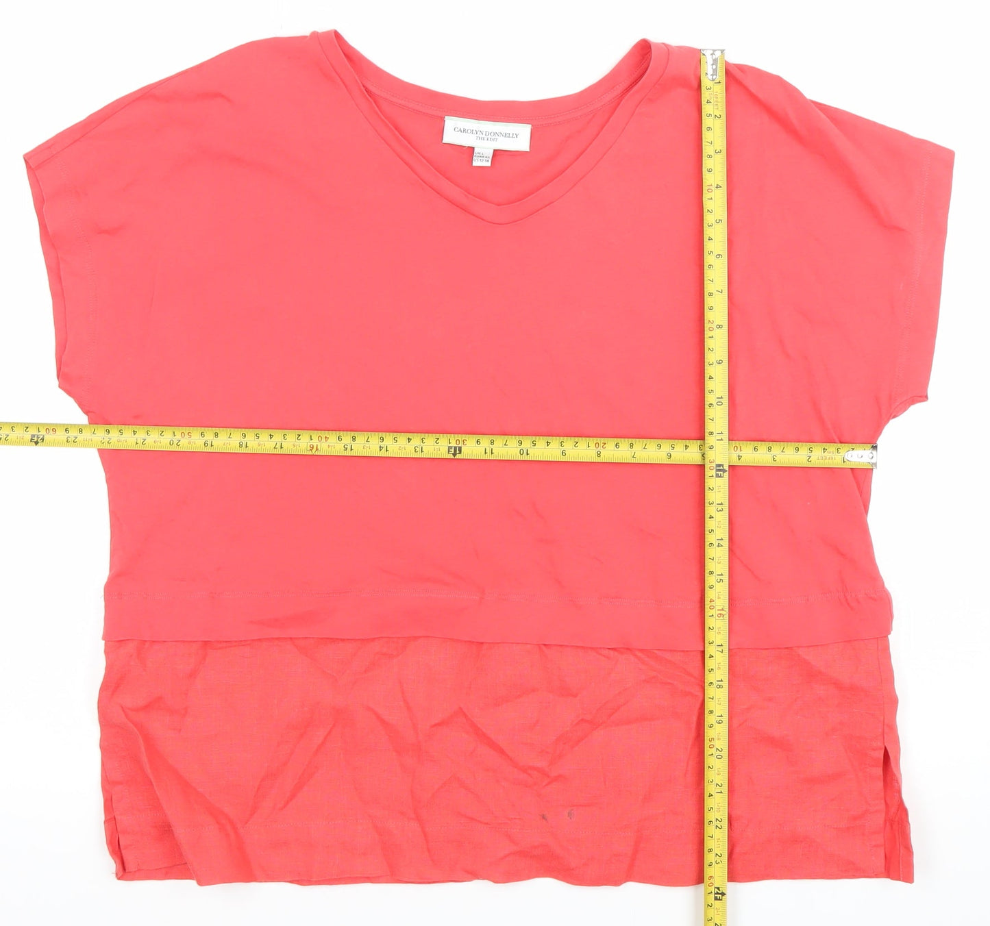 Carolyn Donnelly The Edit Women Pink Linen Blend V-Neck Tunic Blouse Size 14