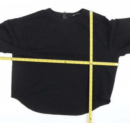 Zara Women Black Crew Neck Long Sleeve Blouse Size 12