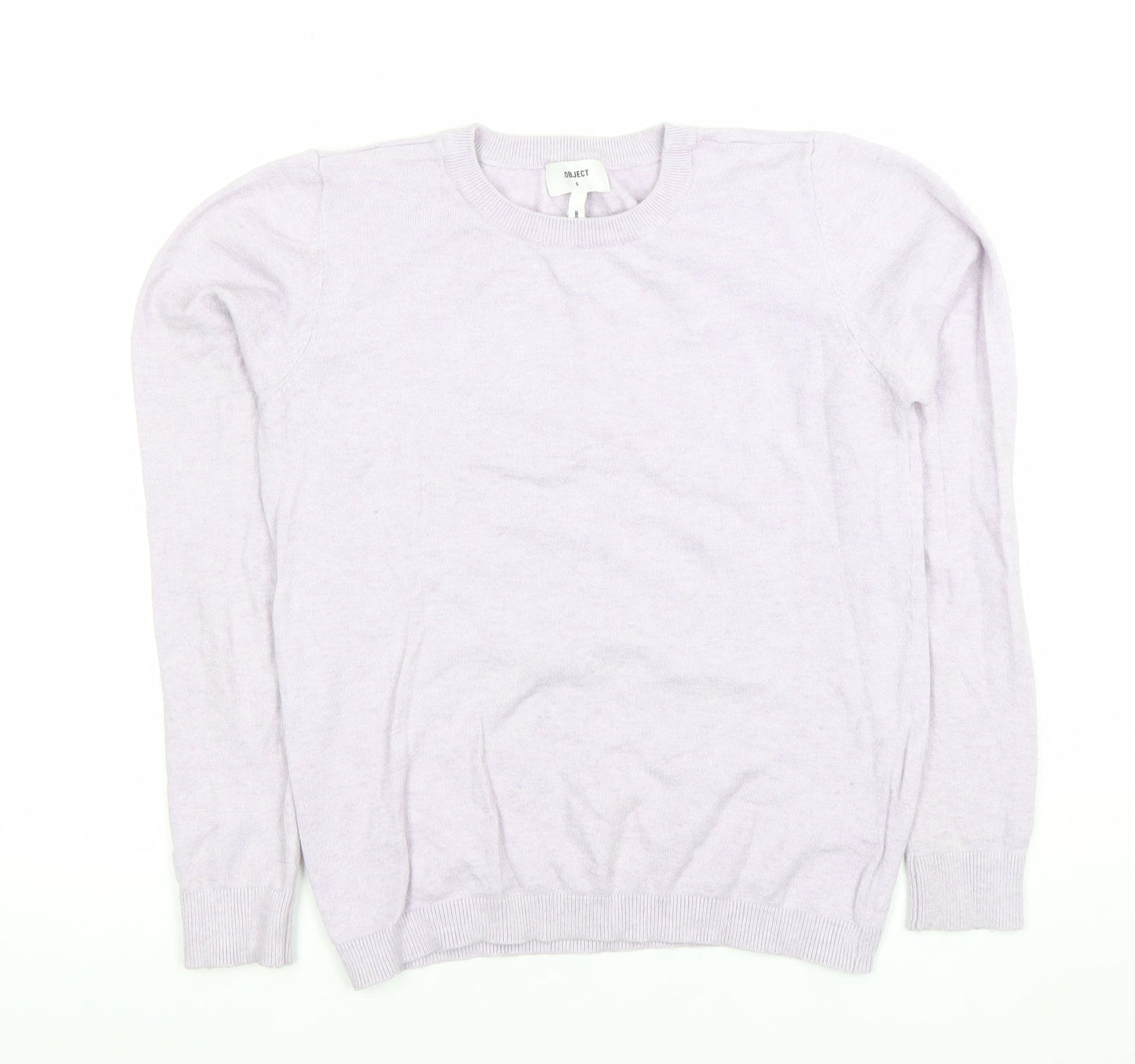 OBJECT Women's Purple Wool Blend Crew Neck Jumper Size S